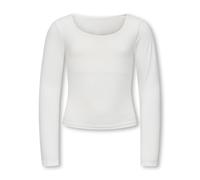 Langarmshirt KIDS ONLY "KOGEA L/S 2-WAYS FIT TOP CS JRS NOOS", Mädchen, Gr. 122/128, weiß (cloud dancer), Jersey, Obermaterial: 94% Polyamid, 6% Elasthan, unifarben, regular fit hüftbedeckend, U-Boot-