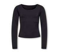 Langarmshirt KIDS ONLY "KOGEA L/S 2-WAYS FIT TOP CS JRS NOOS", Mädchen, Gr. 158/164, schwarz, Jersey, Obermaterial: 94% Polyamid, 6% Elasthan, unifarben, regular fit hüftbedeckend, U-Boot-Ausschnitt,