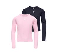 Langarmshirt KIDS ONLY "KOGELVA JUNE EMB L/S TEE JRS 2-PACK", Mädchen, Gr. 158/164, pink lady pack:night sky, cloud dancer heart, emb, Jersey, Obermaterial: 65% Polyester, 30% Viskose, 5% Elasthan, be