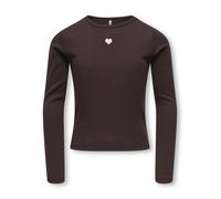 Langarmshirt KIDS ONLY "KOGELVA JUNE EMB L/S TEE JRS", Mädchen, Gr. 146/152, coffee bean detail:heart, pink lady, emb, Jersey, Obermaterial: 65% Polyester, 30% Viskose, 5% Elasthan, bedruckt, normal,