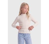 Langarmshirt KIDS ONLY "KOGFRANSISKA SCHOOL LS HI-NCK TOP JRS", Mädchen, Gr. 122/128, weißcap gray, Jersey, Obermaterial: 75% Viskose, 20% Baumwolle, 5% Elasthan, unifarben, normal, Rundhals, Shirts L
