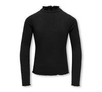 Langarmshirt KIDS ONLY "KOGFRANSISKA SCHOOL LS HI-NCK TOP JRS", Mädchen, Gr. 134/140, schwarz, Jersey, Obermaterial: 75% Viskose, 20% Baumwolle, 5% Elasthan, unifarben, normal, Rundhals, Shirts Langar