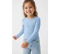Langarmshirt KIDS ONLY "KOGNELLA L/S O-NECK TOP JRS NOOS", Mädchen, Gr. 110/116, blau (open air), Jersey, Obermaterial: 65% Polyester, 30% Viskose, 5% Elasthan, unifarben, regular fit normal, Rundhals