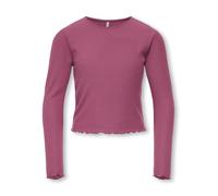 Langarmshirt KIDS ONLY "KOGNELLA L/S O-NECK TOP JRS NOOS", Mädchen, Gr. 146/152, rosa (grape nectar), Jersey, Obermaterial: 65% Polyester, 30% Viskose, 5% Elasthan, unifarben, regular fit normal, Rund