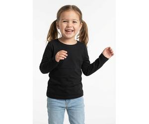 Langarmshirt KIDS ONLY "KOGNEW ONLY L/S TEE JRS NOOS", Mädchen, Gr. 110/116, schwarz, Single Jersey, Obermaterial: 100% Baumwolle, unifarben, regular fit normal, Rundhals, abgesteppte Kante, Shirts La