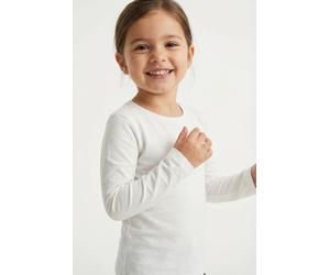 Langarmshirt KIDS ONLY "KOGNEW ONLY L/S TEE JRS NOOS", Mädchen, Gr. 110/116, weiß (cloud dancer), Single Jersey, Obermaterial: 100% Baumwolle, unifarben, regular fit normal, Rundhals, abgesteppte Kant