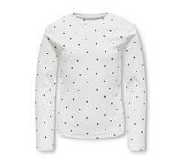 Langarmshirt KIDS ONLY "KOGTRINNY LIFE AOP L/S O-NECK TOP JRS", Mädchen, Gr. 122/128, cloud dancer print:heart, schwarz, Jersey, Obermaterial: 95% Baumwolle, 5% Elasthan, bedruckt, figurbetont normal,