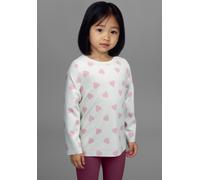 Langarmshirt KIDSWORLD "2er Pack 1x Herzen + 1x Unifarben Shirts", Mädchen, Gr. 104/110, rot (bordeaux, gemustert herzen), Single Jersey, Obermaterial: 95% Baumwolle, 5% Elasthan, bedruckt, Basic hüft