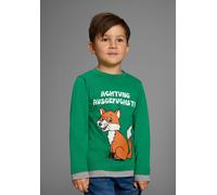 Langarmshirt KIDSWORLD "ACHTUNG AUSGEFUCHST", Jungen, Gr. 92/98, grün, Jersey, Obermaterial: 100% Baumwolle. Einsatz: 85% Baumwolle, 15% Viskose, bedruckt, Basic, Shirts Langarmshirt, Shirt mit coolem