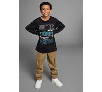 Langarmshirt KIDSWORLD "Bitte nicht stören...", Jungen, Gr. 176/182, schwarz, Jersey, Obermaterial: 100% Baumwolle, bedruckt, Basic, Rundhals, Shirts Langarmshirt, Langarm, Basic-Passform, bedruckt, R