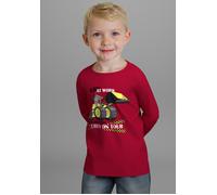 Langarmshirt KIDSWORLD "CONSTRUCTION crew on tour", Jungen, Gr. 104/110, rot, Single Jersey, Obermaterial: 100% Baumwolle, bedruckt, Basic, Rundhals, Shirts Langarmshirt, Cooler Bagger Druck (35139429