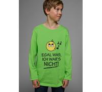 Langarmshirt KIDSWORLD "EGAL WAS, ICH WAR'S NICHT", Jungen, Gr. 164/170, grün (lime, grün), Jersey, Obermaterial: 100% Baumwolle, bedruckt, Basic, Rundhals, Shirts Langarmshirt, Langarm, Basic-Passfor