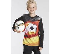 Langarmshirt KIDSWORLD "FUSSBALL", Jungen, Gr. 152/158, schwarz, Single Jersey, Obermaterial: 100% Baumwolle. Obermaterial Vorderteil: 100% Polyester, bedruckt, Basic, Rundhals, Shirts Langarmshirt, L