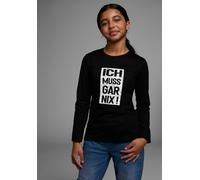 Langarmshirt KIDSWORLD "Ich muss gar nix", Mädchen, Gr. 164/170, schwarz, Single Jersey, Obermaterial: 100% Baumwolle, bedruckt, Basic, Rundhals, Shirts Langarmshirt, Langarm, Basic-Passform, bedruckt
