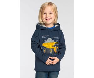 Langarmshirt KIDSWORLD "LKW KIPPER", Jungen, Gr. 140/146, blau, Single Jersey, Obermaterial: 100% Baumwolle. Kapuzenfutter: 95% Baumwolle, 5% Viskose, bedruckt, Basic, Rundhals, Shirts Langarmshirt, L
