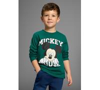 Langarmshirt KIDSWORLD "MICKEY Mouse - Disney Shirt", Jungen, Gr. 104/110, grün, Single Jersey, Obermaterial: 100% Baumwolle, bedruckt, Basic, Basic normal, Rundhals, Shirts Langarmshirt, Disney Shirt