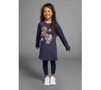 Langarmshirt KIDSWORLD "PFERD", Mädchen, Gr. 140/146, blau (navy), Jersey, Obermaterial: 100% Baumwolle, bedruckt, ausgestellt Po-bedeckend, Rundhals, abgesteppte Kante, Shirts Langarmshirt, Langarm, 