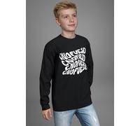 Langarmshirt KIDSWORLD "Spruch: CONFUESED", Jungen, Gr. 164/170, schwarz, Single Jersey, Obermaterial: 100% Baumwolle, bedruckt, Basic hüftlang, Rundhals, Shirts Langarmshirt, Sprücheshirt, immer eine