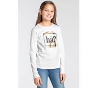 Langarmshirt KIDSWORLD "Sprücheshirt", Mädchen, Gr. 164/170, weiß, Single Jersey, Obermaterial: 100% Baumwolle, bedruckt, glänzend, tailliert hüftlang, Rundhals, abgesteppte Kante, Shirts Langarmshirt