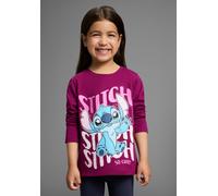 Langarmshirt KIDSWORLD "Disney Shirt Stitch & Lilo", Mädchen, Gr. 116/122, beere, Single Jersey, Obermaterial: 100% Baumwolle, bedruckt, Basic normal, Rundhals, Shirts Langarmshirt, Disney STITCH (604