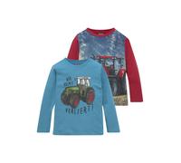 Langarmshirt KIDSWORLD "Traktoren", Jungen, Gr. 104/110, bunt (rot, türkis), Single Jersey, Obermaterial: 100% Baumwolle. Obermaterial Vorderteil: 100% Polyester. Vorderteil: 100% Polyester, bedruckt,