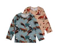 Langarmshirt Kinder Bio-Baumwolle Red Foxes beige GOTS zertifiziert weiches Walkiddy Jerseyshirt mit Fuchs Motiv hautfreundlich vegan nachhaltige Kinder Mode für Alltag Kita Schule Beige 116