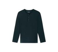 Schiesser Herren Shirt Mix+Relax 58 Langarm Knopfleiste Nachtblau Baumwolle