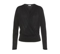 Langarmshirt LASCANA, Damen, Gr. 32/34, schwarz, Obermaterial: 95% Polyester, 5% Elasthan, Shirts Langarmshirt, aus glänzender Qualität (16328745-32) schwarz