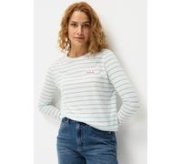 Langarmshirt LASCANA, Damen, Gr. 36/38, blau (weiß, hellblau), Web, Obermaterial: 50% Baumwolle, 50% Polyester, gestreift, figurumspielend hüftlang, Rundhals, Shirts Langarmshirt (52876306-36) weiß, h