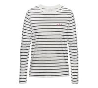 Langarmshirt LASCANA, Damen, Gr. 44/46, blau (weiß, marine), Web, Obermaterial: 50% Baumwolle, 50% Polyester, gestreift, figurumspielend hüftlang, Rundhals, Shirts Langarmshirt (69838743-44) weiß, mar