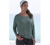 Langarmshirt LASCANA "mit Fledermausärmeln" Gr. 36/38, blau (petrol) Damen Shirts (26285911-36) petrol