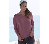 Langarmshirt LASCANA "mit Fledermausärmeln", Damen, Gr. 44/46, lila (berry), Feinstrick, Obermaterial: 50% Viskose (LENZING™ ECOVERO™), 46% Polyester, 4% Elasthan, unifarben, lässig geschnitten normal