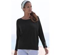 Langarmshirt LASCANA "mit Fledermausärmeln", Damen, Gr. 48/50, schwarz, Feinstrick, Obermaterial: 50% Viskose (LENZING™ ECOVERO™), 46% Polyester, 4% Elasthan, unifarben, Casual, lässig geschnitten nor