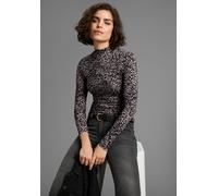 Langarmshirt LAURA SCOTT, Damen, Gr. 46, grau (grau, gemustert), Jersey, Obermaterial: 95% Viskose, 5% Elasthan, bedruckt, gemustert, mehrfarbig, figurbetont hüftbedeckend, Shirts Langarmshirt, aus Vi