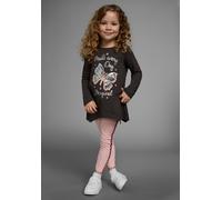 Langarmshirt & Leggings KIDSWORLD "2tlg. Set Shirt + Leggings mit Glitzerdetails", Mädchen, Gr. 116/122, rosa (rosa, anthrazit), Jersey, Obermaterial: 100% Baumwolle. Unterteil: 95% Baumwolle, 5% Elas