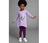 Langarmshirt & Leggings KIDSWORLD "2tlg. Set Shirt + Leggings mit Glitzerdetails", Mädchen, Gr. 140/146, lila (lila, dk lila), Jersey, Obermaterial: 100% Baumwolle. Unterteil: 95% Baumwolle, 5% Elasth