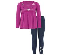 Langarmshirt & Leggings KIDSWORLD "2tlg. Set Shirt + Leggings mit schöner Paillettenapplikation", Mädchen, Gr. 116/122, pink (beere, marine), Jersey, Obermaterial: 100% Baumwolle. Obermaterial Hose: 9