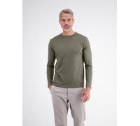 Langarmshirt LERROS, Herren, Gr. L, grün (nordic olive), Single Jersey, Obermaterial: 100% Baumwolle, bestickt, unifarben, regular fit hüftbedeckend, Rundhals, Shirts Langarmshirt, Rundhals / Unifarbe