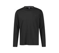 Langarmshirt LERROS, Herren, Gr. L, schwarz, Single Jersey, Obermaterial: 100% Baumwolle, bestickt, unifarben, regular fit hüftbedeckend, Rundhals, Shirts Langarmshirt, Rundhals / Unifarben (76581036-