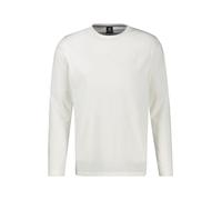 Langarmshirt LERROS, Herren, Gr. M, weiß (broken weiß), Single Jersey, Obermaterial: 100% Baumwolle, bestickt, unifarben, regular fit hüftbedeckend, Rundhals, Shirts Langarmshirt, Rundhals / Unifarben