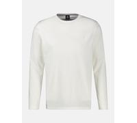 Langarmshirt LERROS, Herren, Gr. 3XL, weiß (broken weiß), Single Jersey, Obermaterial: 100% Baumwolle, bestickt, unifarben, regular fit hüftbedeckend, Rundhals, Shirts Langarmshirt, Rundhals / Unifarb