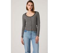 Langarmshirt LEVI'S "AUSTEN BUTTON THROUGH LS", Damen, Gr. M (38), schwarz-weiß (annalise stripe anthrazit night egret), Single Jersey, Obermaterial: 97% Baumwolle, 3% Elasthan, gestreift, figurbetont