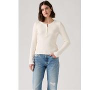 Langarmshirt LEVI'S "DRY GOODS HENLEY", Damen, Gr. S (36), gardenia, Web, Obermaterial: 98% Baumwolle, 2% Elasthan, unifarben, figurbetont hüftbedeckend, Serafino, abgesteppt, Shirts Langarmshirt, Mit