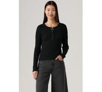 Langarmshirt LEVI'S "DRY GOODS HENLEY", Damen, Gr. XS (34), anthrazit night, Web, Obermaterial: 95% Baumwolle, 5% Elasthan, unifarben, figurbetont hüftbedeckend, Serafino, abgesteppt, Shirts, Mit Waff