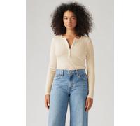 Langarmshirt LEVI'S "DRY GOODS VACATIONER LS", Damen, Gr. S (36), weiß (oatmeal heather b027), Single Jersey, Obermaterial: 95% Baumwolle, 5% Elasthan, unifarben, regular fit taillenbedeckt, Rundhals,
