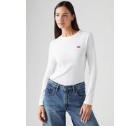 Langarmshirt LEVI'S "ESSENTIAL HM LS TEE", Damen, Gr. L (40), weiß, Single Jersey, Obermaterial: 100% Baumwolle, unifarben, regular fit normal, Rundhals, abgesteppt, Shirts Langarmshirt, mit Logo Stic