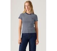 Langarmshirt LEVI'S "ESSENTIAL HM LS TEE", Damen, Gr. S (36), mila stripe peacoat, Single Jersey, Obermaterial: 100% Baumwolle, regular fit normal, Rundhals, abgesteppt, Shirts Langarmshirt, mit Logo