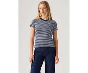 Langarmshirt LEVI'S "ESSENTIAL HM LS TEE", Damen, Gr. S (36), mila stripe peacoat, Single Jersey, Obermaterial: 100% Baumwolle, regular fit normal, Rundhals, abgesteppt, Shirts Langarmshirt, mit Logo