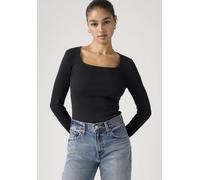 Langarmshirt LEVI'S "ESSENTIAL SQRD NECK LONG SLEEVE", Damen, Gr. M (38), anthrazit night rib, Single Jersey, Obermaterial: 95% Baumwolle, 5% Elasthan, unifarben, regular fit normal, eckiger Ausschnit