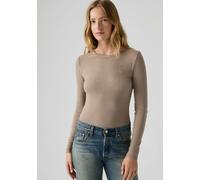 Langarmshirt LEVI'S "HAYES LS TEE", Damen, Gr. XL (42), beige (taupe gray heather bros b2371), Single Jersey, Obermaterial: 96% Baumwolle, 4% Elasthan, unifarben, körpernah hüftbedeckend, Rundhals, Sh